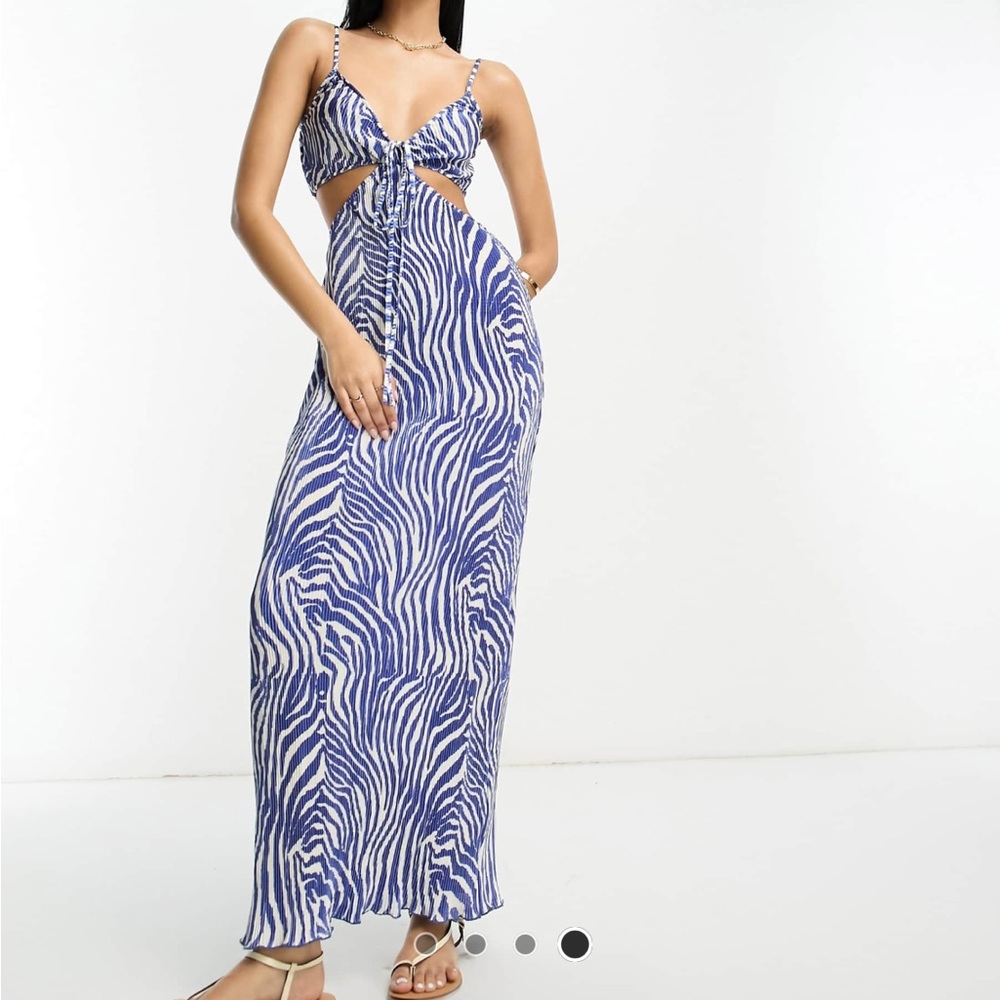 Blue Zebra Print Maxi Skirt